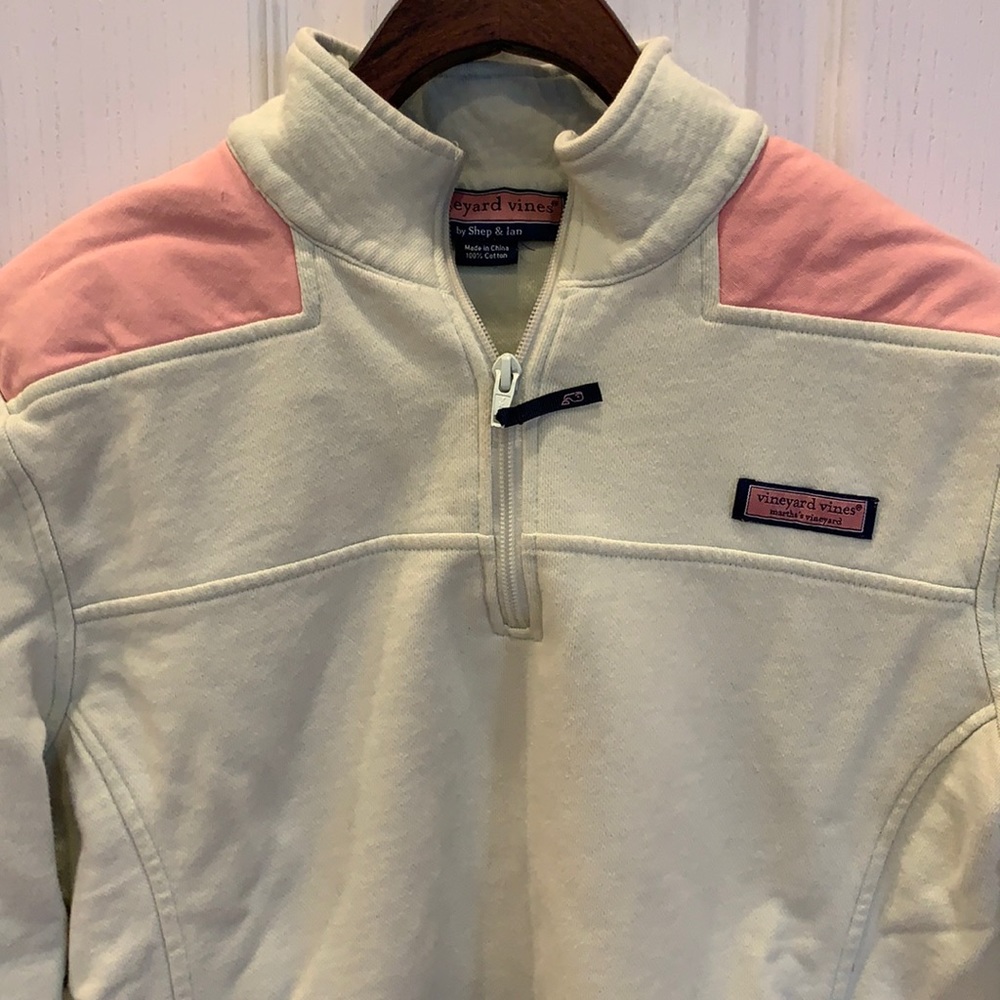 Vineyard Vines light green & Pink Quarter-Zip Pullover